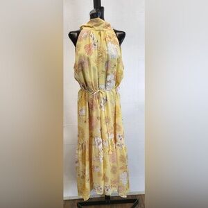 Eliza J Yellow Floral Midi Dress